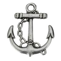 Mässing Smycken Hängen, Anchor, emalj, silver, nickel, bly och kadmium gratis, 24x29x2mm, Hål:Ca 3mm, 50PC/Lot, Säljs av Lot