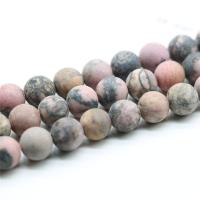 Черные полосы Rhodochrosite Stone Бусины, Круглая, разный размер для выбора & глазированный, отверстие:Приблизительно 1mm, продается Strand