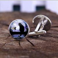 Sinc Alloy Cufflinks, le Gloine Gemstone, plátáilte, jewelry GEM am & unisex, dathanna níos mó le haghaidh rogha, nicil, luaidhe & caidmiam saor in aisce, 18*17mm, Díolta De réir Péire