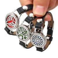 acciaio inox Bangle aromaterapica, with PU, placcato, unisex & stili diversi per la scelta, Venduto da filo