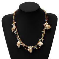 Shell Kettingen, Schelp, met Seedbead & Zinc Alloy, plated, mode sieraden & voor vrouw, multi-gekleurde, Verkocht door Strand