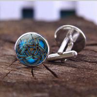 Sinc Alloy Cufflinks, le Gloine Gemstone, plátáilte, jewelry GEM am & unisex, dathanna níos mó le haghaidh rogha, nicil, luaidhe & caidmiam saor in aisce, 18*17mm, Díolta De réir Péire