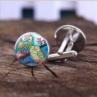 Zinc Alloy Cufflinks with Glass Gemstone plated time gem jewelry & Unisex nickel lead & cadmium free 18*17mm Sold By Pair