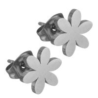 Stainless Steel Stud Øreringe, Flower, mode smykker & for kvinde, oprindelige farve, 8.50x9.50mm, 12par/Lot, Solgt af Lot