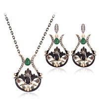 Zinc Alloy Jewelry Sets earring & necklace plated 2 pieces & for woman & with rhinestone nickel lead & cadmium free Sold By Set