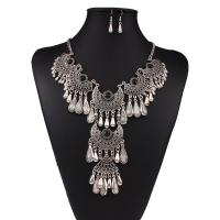 Zinc Alloy Jewelry Sets earring & necklace plated 2 pieces & for woman & with rhinestone nickel lead & cadmium free Sold By Set