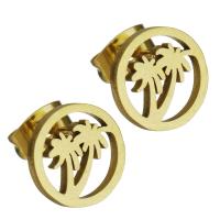 Roestvrij staal Stud Earrings, gold plated, mode sieraden & voor vrouw, 10x10mm, 12paren/Lot, Verkocht door Lot