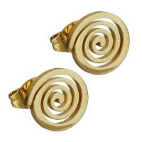 Boucle d'oreille de gaujon en acier inoxydable, Placage de couleur d'or, bijoux de mode & pour femme, 10x9.50mm, 12pairescouple/lot, Vendu par lot