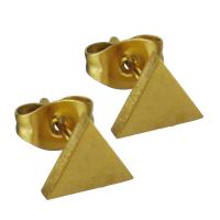 Rostfritt stål Stud Örhängen, ROSTFRITT STÅL, Triangle, guldfärg pläterade, mode smycken & för kvinna, 7.50x6.50mm, 12Pairs/Lot, Säljs av Lot