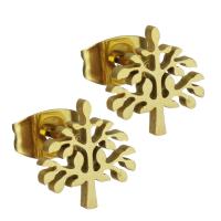 Roestvrij staal Stud Earrings, Boom, gold plated, mode sieraden & voor vrouw, 9.50x10mm, 12paren/Lot, Verkocht door Lot