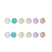 Lo zinco in lega Stud Earring, lega in zinco, placcato color argento, 6 pezzi & per la donna, colori misti, assenza di nichel,piombo&cadmio, 12mm, 6Pairspaio/set, 2Setsinsieme/lotto, Venduto da set