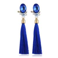 Zinc Alloy Tassel Earring, med Bomuldsgarn & Plastic Pearl & Akryl, forgyldt, for kvinde, flere farver til valg, nikkel, bly & cadmium fri, Solgt af par