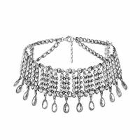 Sinc Alloy Choker muince, le 6cm slabhra extender, plátáilte, do bhean & le rhinestone, dathanna níos mó le haghaidh rogha, nicil, luaidhe & caidmiam saor in aisce, 35mm, Díolta Per Thart 15.36 Inse Snáithe