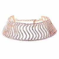 Zinc Alloy choker Ketting, plated, voor vrouw & met strass, meer kleuren voor de keuze, nikkel, lood en cadmium vrij, 35mm, Per verkocht Ca 14.97 inch Strand