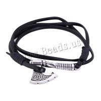 PU leder koord armbanden, met Zinc Alloy, Axe, plated, geverfd & voor vrouw, meer kleuren voor de keuze, 46x25mm, Lengte Ca 9 inch, 10strengen/Lot, Verkocht door Lot