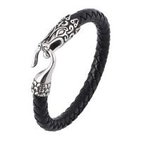 Edelstahl Schmuck Armband, mit Split-Layer-Rindsleder, Modeschmuck & unisex & verschiedene Größen vorhanden, keine, 8mm, verkauft von PC