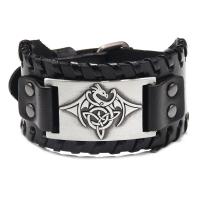 Zinc Alloy Armband, met Kunstleer, plated, Verstelbare & voor de mens, meer kleuren voor de keuze, nikkel, lood en cadmium vrij, 275x40mm, Verkocht door PC