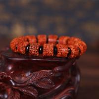 Rudraksha Pulsera, con granate, hecho a mano, estilo popular & para hombre, 12x14mm, Vendido para aproximado 7.09 Inch Sarta