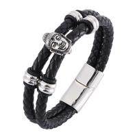 Stainless Steel smycken Armband, ROSTFRITT STÅL, Dubbla lager & buddhistiska smycken & Unisex & olika storlek för val, svart, 6mmx2, Säljs av PC