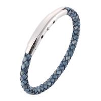 Stainless Steel Jewelry Bracelet with PU Leather fashion jewelry & Unisex 6mm Sold By PC