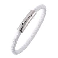 Bracciale gioielli in acciaio inossidabile, acciaio inox, with PU, gioielli di moda & stile punk & unisex & formato differente per scelta, 6mm, Venduto da PC