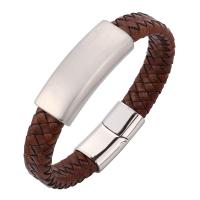 Edelstahl Schmuck Armband, mit PU Leder, Modeschmuck & unisex & verschiedene Größen vorhanden, 12mm, verkauft von PC