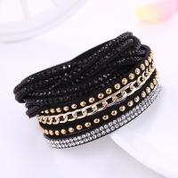 PU cavo bracciali, with velluto, placcato, multistrato & per la donna & con strass, nessuno, 400mm*20, Venduto da filo