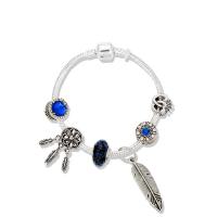 laiton bracelet European, avec chalumeau & alliage de zinc, Placage, normes différentes pour le choix & pour femme & avec strass, protéger l'environnement, sans nickel, plomb et cadmium, Vendu par brin