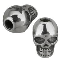 Rostfritt stål pärlor, ROSTFRITT STÅL, Skull, ursprungliga färgen, 7.50x11.50x8.50mm, Hål:Ca 2.5mm, 20PC/Lot, Säljs av Lot