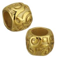 RVS European Beads, Roestvrij staal, gold plated, 9.50x7.50x9.50mm, Gat:Ca 5.5mm, 20pC's/Lot, Verkocht door Lot