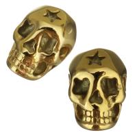 Rostfritt stål pärlor, ROSTFRITT STÅL, Skull, guldfärg pläterade, 10x14x8.50mm, Hål:Ca 2mm, 20PC/Lot, Säljs av Lot