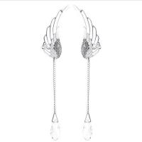 Sinc Alloy Earrings, le Crystal, dath airgid plated, do bhean & le rhinestone, nicil, luaidhe & caidmiam saor in aisce, 37x62mm, 6Péirí/Lot, Díolta De réir Lot