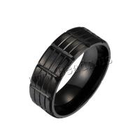 Bague en acier inoxydable, Placage, bijoux de mode & unisexe & normes différentes pour le choix, noire, 8x2mm, Taille:6-13, Vendu par PC