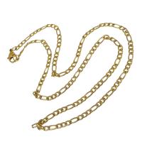 Stainless Steel Chain Ogrlica, Nehrđajući čelik, zlatna boja pozlaćen, Figaro lanac, 6x3x1mm, 4.5x3x1mm, Dužina Približno 18 inčni, 10pramenovi/Lot, Prodano By Lot