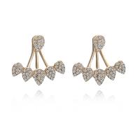 Zinc Alloy Cartoon Split Earring, gold plated, voor vrouw & met strass, nikkel, lood en cadmium vrij, 24x24mm, 2paren/Lot, Verkocht door Lot