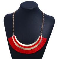 Zinc Alloy Fringe Necklace with Cotton Thread plated for woman nickel lead & cadmium free Sold By Strand