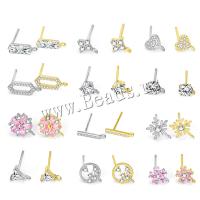 925 Sterling Silver Earring Post, 925 de prata esterlina, banhado a prata genuina, com loop & Vario tipos a sua escolha & micro pavimento em zircônia cúbica, Aprox 5/Lot, vendido por Lot