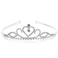 Sinc Alloy Tiaras, dath airgid plated, do leanaí & le rhinestone, nicil, luaidhe & caidmiam saor in aisce, 32x135mm,120mm, Díolta De réir PC