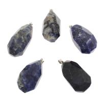 sodalite pendente, with ottone, placcato color platino, sfaccettati, 42x23mm-41x21mm, Foro:Appross. 4x6mm, Venduto da PC