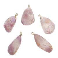 Amethyst Anhänger, mit Messing, goldfarben plattiert, 48x29x16mm-44x20x19mm, Bohrung:ca. 4x6mm, verkauft von PC