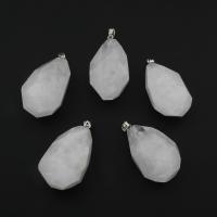 Clear Quartz Hänge, med Mässing, platina pläterad, vit, 44x22mm-38x24mm, Hål:Ca 4x6mm, Säljs av PC