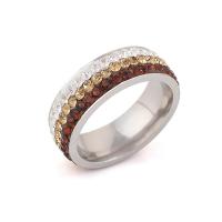 Strass en acier inoxydable Bague, normes différentes pour le choix & pour femme & avec strass, plus de couleurs à choisir, 7mm, Taille:6-9, Vendu par PC