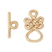 Mässing togglelås, Kinesiska Knot, guldfärg pläterade, DIY, nickel, bly och kadmium gratis, 18x2mm, 22x2mm, Hål:Ca 2.5, 6mm, Säljs av Ställ