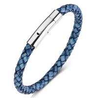 PU cavo bracciali, with acciaio inox, gioielli di moda & unisex & formato differente per scelta, blu, 6mm, Venduto da PC