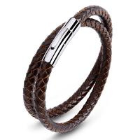 Edelstahl Schmuck Armband, mit PU Leder, Doppelschicht & Punk-Stil & unisex & verschiedene Größen vorhanden, 6mm, verkauft von PC