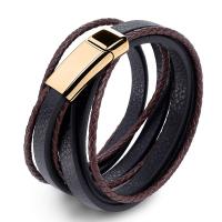 Edelstahl Schmuck Armband, mit PU Leder, mehrschichtig & Punk-Stil & unisex & verschiedene Größen vorhanden, 7+3mm, verkauft von PC