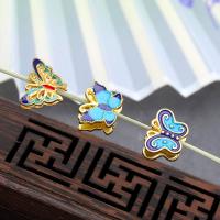 Cloisonne Findings with Zinc Alloy Butterfly plated DIY & enamel nickel lead & cadmium free Sold By Lot