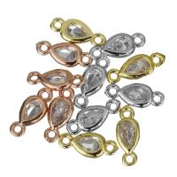 Brass Jewelry Connector Teardrop plated with cubic zirconia & 1/1 loop nickel lead & cadmium free Approx 1.5mm Sold By Lot