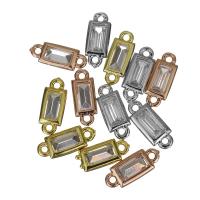 Connector Brass Κοσμήματα, Ορείχαλκος, επιχρυσωμένο, με ζιργκόν & 1/1 βρόχο, περισσότερα χρώματα για την επιλογή, νικέλιο, μόλυβδο και κάδμιο ελεύθεροι, 12x5x2mm, Τρύπα:Περίπου 1.5mm, 50PCs/Παρτίδα, Sold Με Παρτίδα