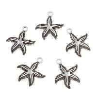 Colgantes de Aleación de Zinc, Estrella de Mar, chapado en color de plata antigua, libre de níquel, plomo & cadmio, 25x23x2mm, agujero:aproximado 2mm, aproximado 100PCs/Bolsa, Vendido por Bolsa